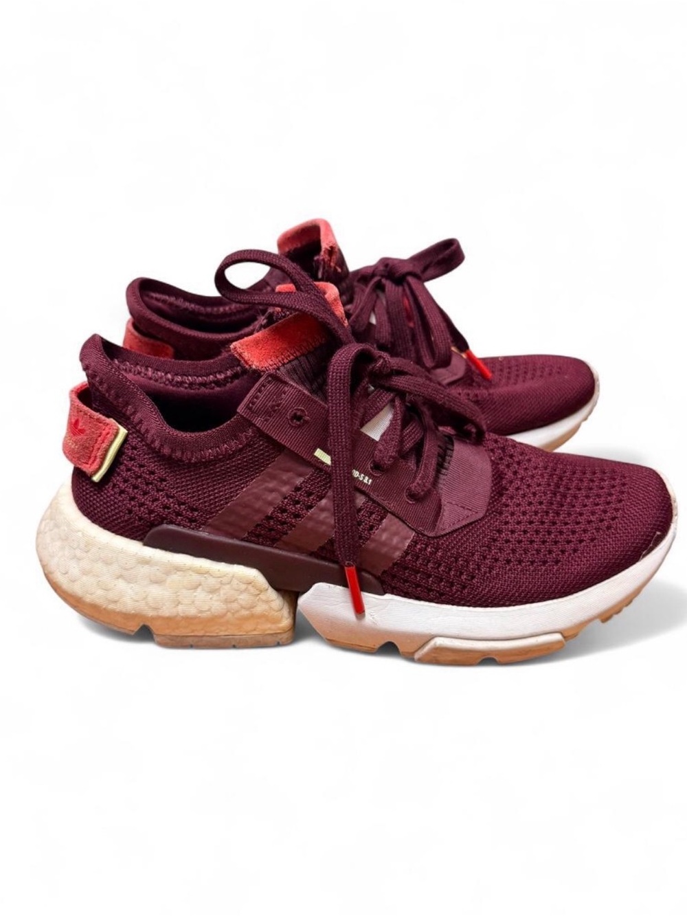 adidas Burgundy and Red Knit Running Sneakers